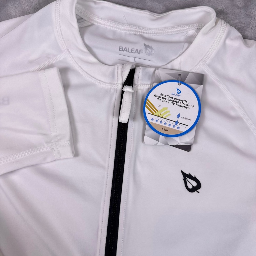 Baleaf UPF 50+ Long Sleeve Quarter Zip Swim Tunic Rash Guard Womens White Large